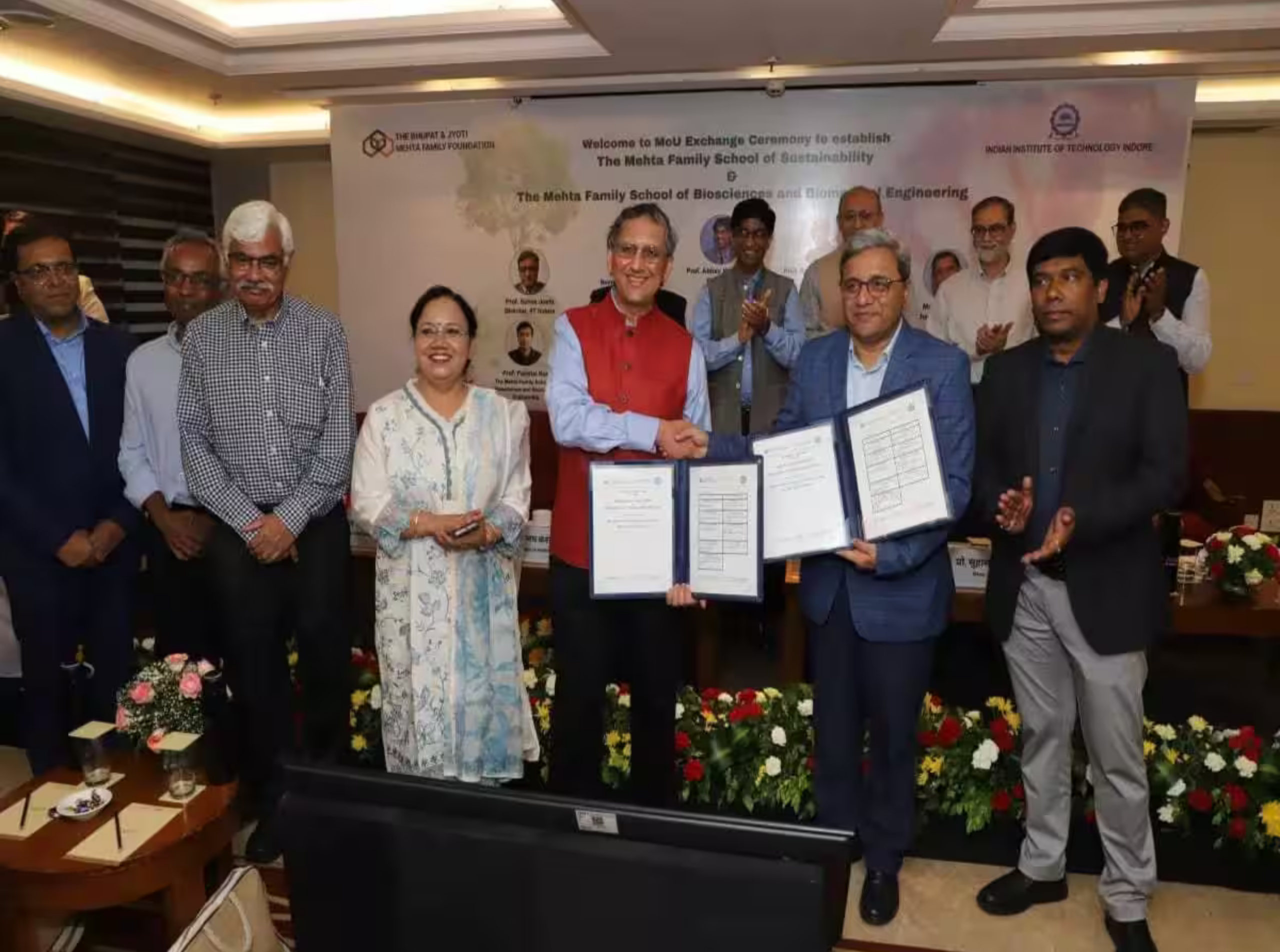 Rahul Metha (DCI 2021) with several people at opening of India's first School of Sustainability